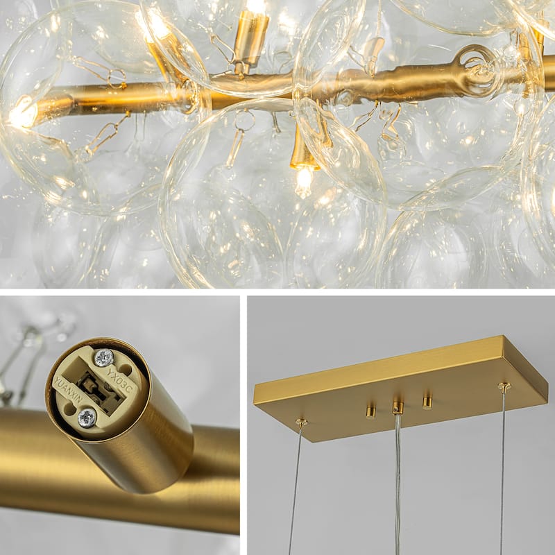Modern 42" Large Glass Sputnik Bubble Chandelier Cluster Smoked Linear Chandelier