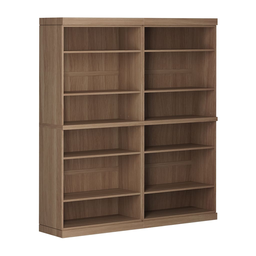 Palace Imports Premium 100% Solid European Oak Hardwood 12-Shelf Modular Bookcase - 64" Wide, 71.5" Tall