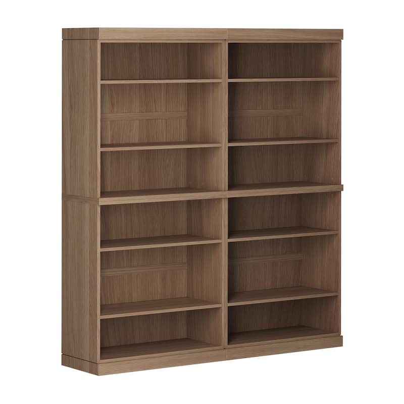 Palace Imports Premium 100% Solid European Oak Hardwood 12-Shelf Modular Bookcase - 64" Wide, 71.5" Tall