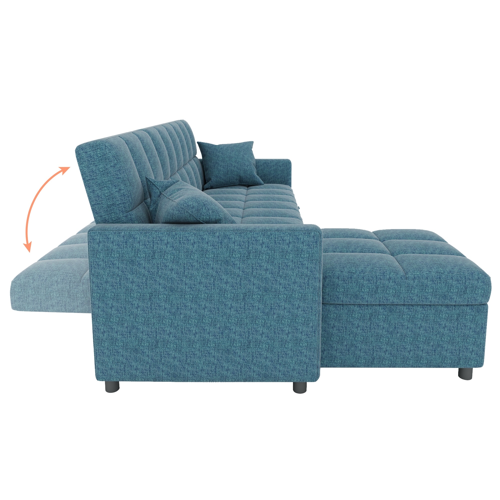Lshaped Pullout Sleeper Sectional Sofa Bed with Storage Chaise On