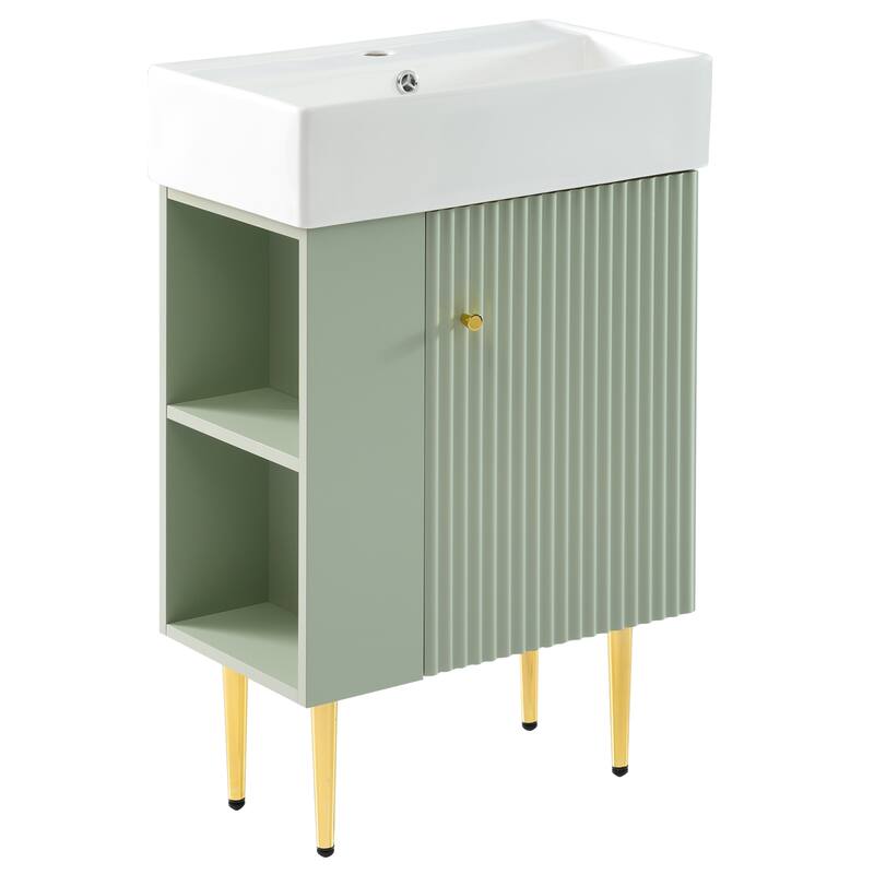 21.6" Bathroom Vanity Cabinet with Large Storage, Soft-Close Doors, Waterproof MDF Construction(Sink Not Included)