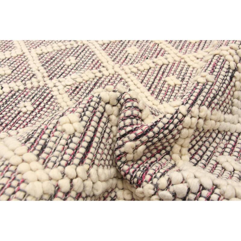 ECARPETGALLERY Braid weave Sienna Cream Wool Rug - 5'0 x 8'2