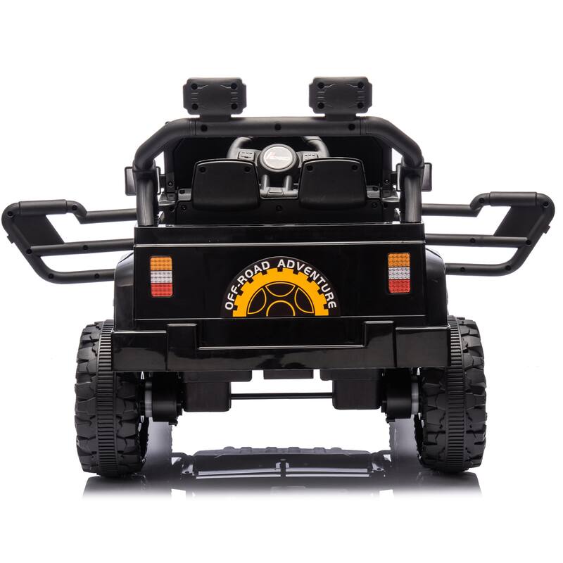 Black Ride on Truck Car with Removable Steering Wheel, Electric Car for Kids with LED Lights, Battery Powered Electric Car