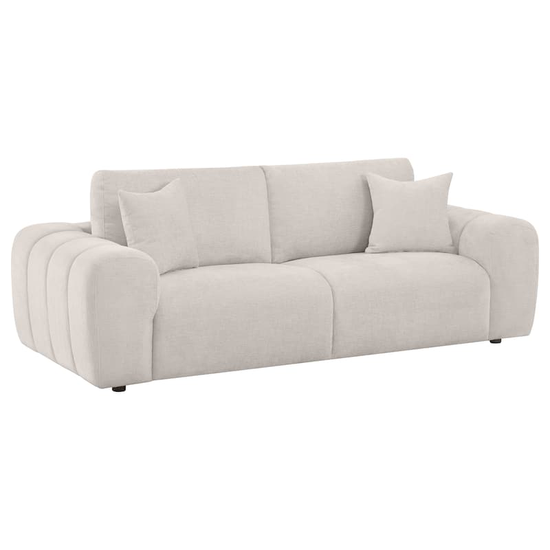 Burnett Chenille Upholstered Wide Arm Sofa - Ivory