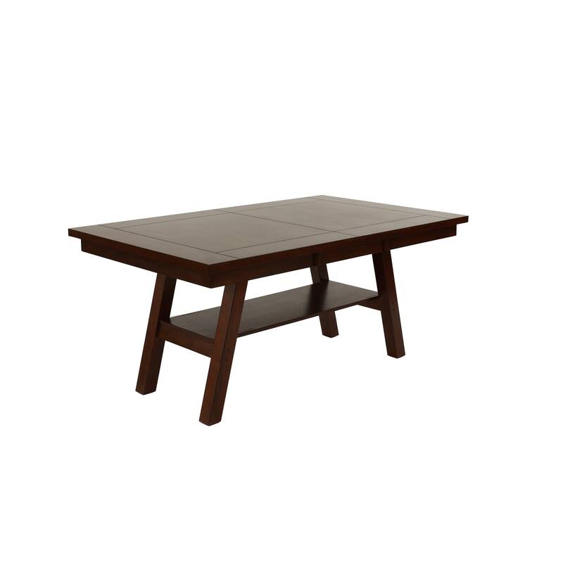 Dining Table Rectangle Dining Table w Shelve 1pc Table Only Rubber wood Dark Walnut Finish Dining Room Furniture
