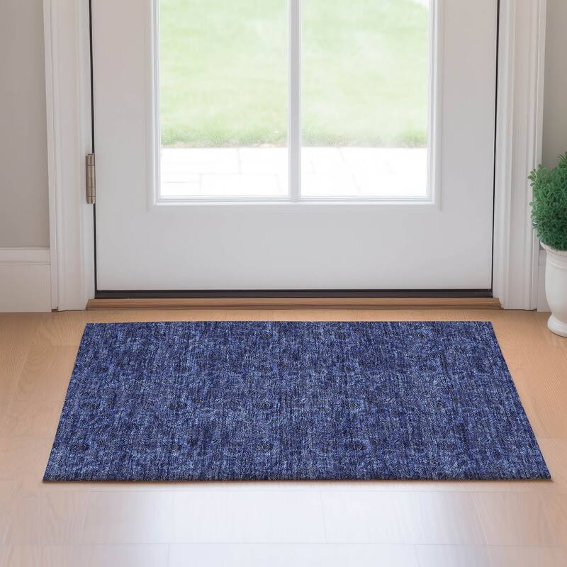 Premium Washable Super Soft Floral Mayfield Rug - Navy - 1' 8" x 2' 6" - Rectangle