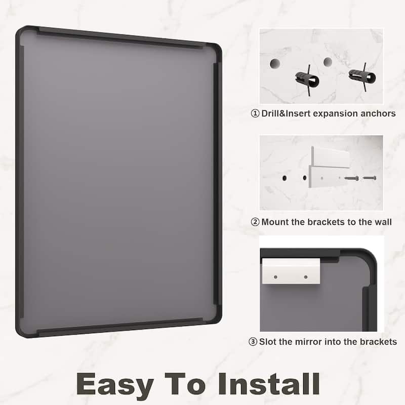 Aluminum Alloy Framed French Cleat Mounted Tempered Glass Wall Vanity Mirror