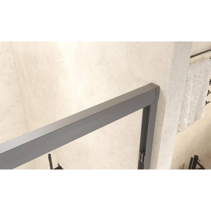 Aluminum Frame Double Sliding Shower Door, 1/4" Tempered Glass with Explosion-Proof Film & Stainless Steel Handle