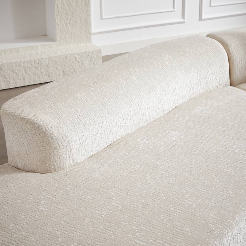 114" Chenille Deep-Seat Sectional Sofa with 4 Pillows