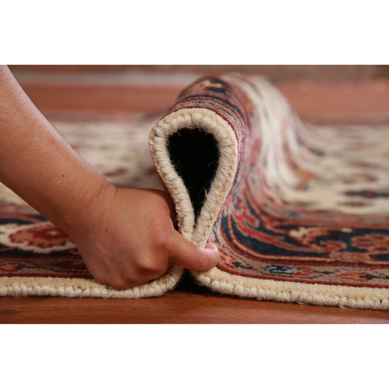 Hand Knotted Oriental 100% Wool Carpet Traditional Geometric Beige & Ivories Ziegler Area Rug - 9' 0'' X 6' 0''