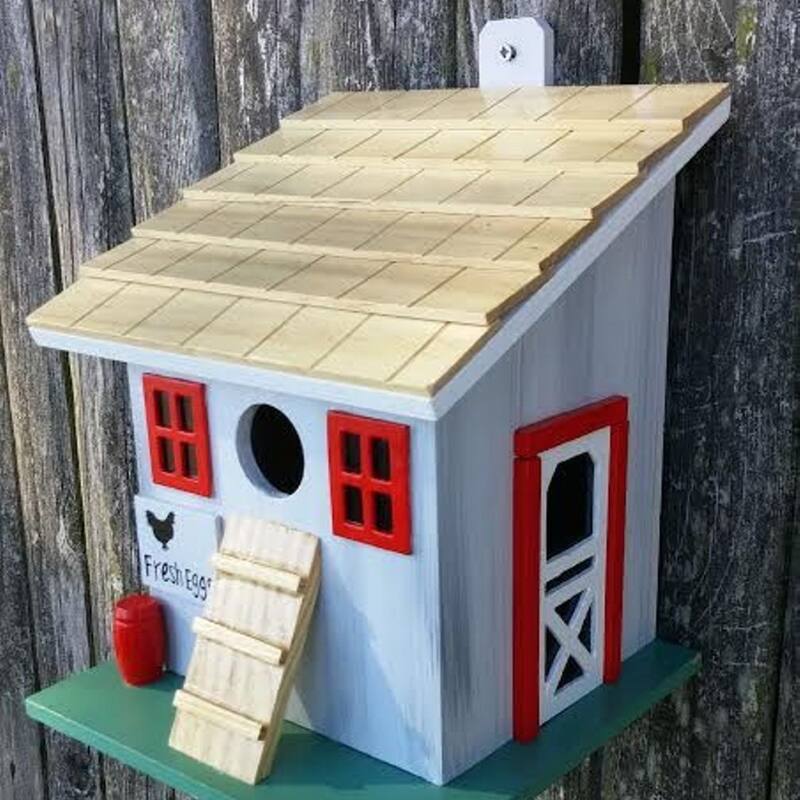 Home Bazaar 9" x 7" x 7" Chicken Coop Birdhouse - Small - 7"x9"x7"