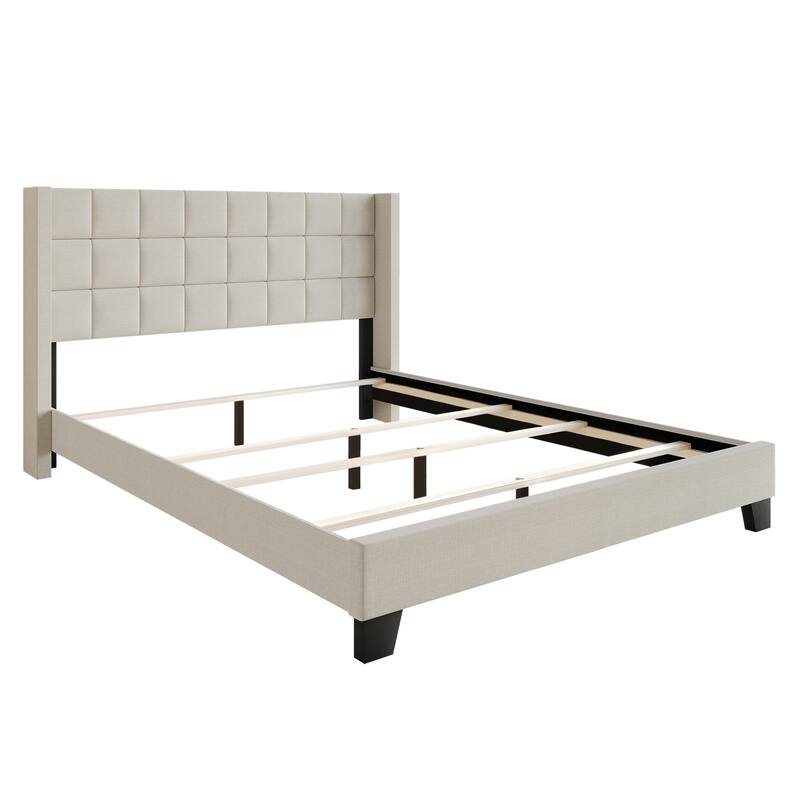 CraftPorch Wingback Linen Upholstered Panel Bed