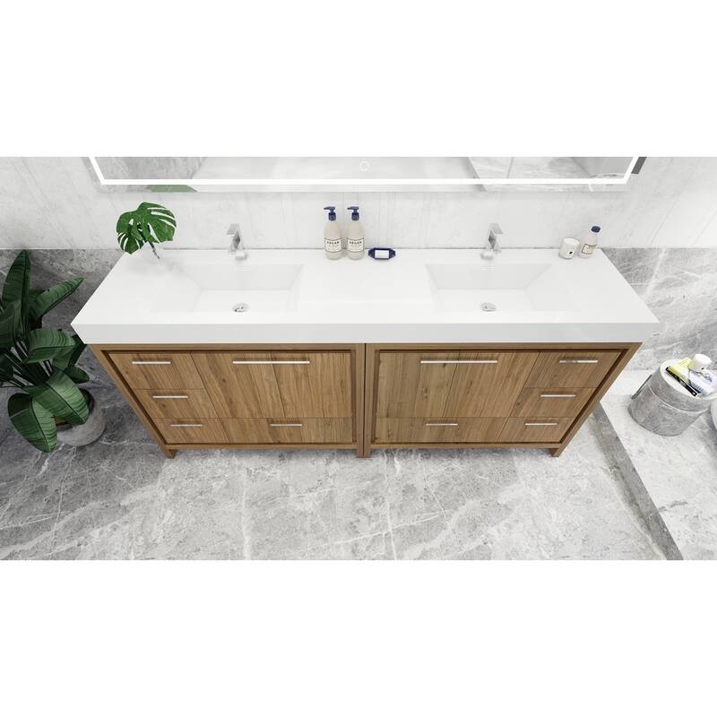 Dove 84'' Freestanding Vanity with Double Reinforced Acrylic Sink