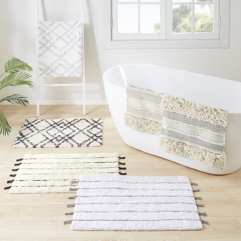 INK+IVY Asher Woven Texture Stripe Bath Rug