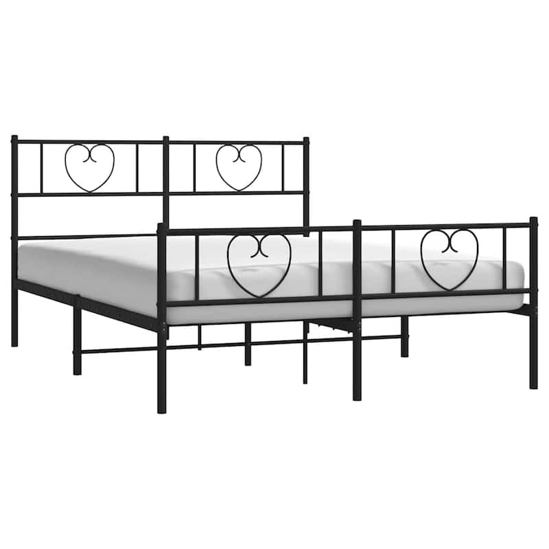 vidaXL Full Metal Bed Frame with Headboard, Black, No Mattress - 77.2" x 55.9" x 35.4"