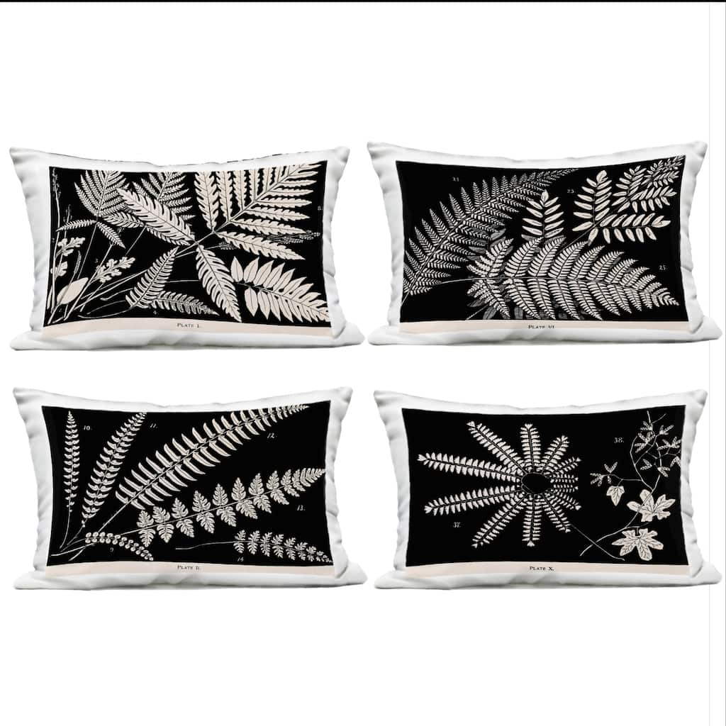 Stupell White Ferns on Black Printed Outdoor Throw Pillow Design by Phillipa Katz (Set of 4)