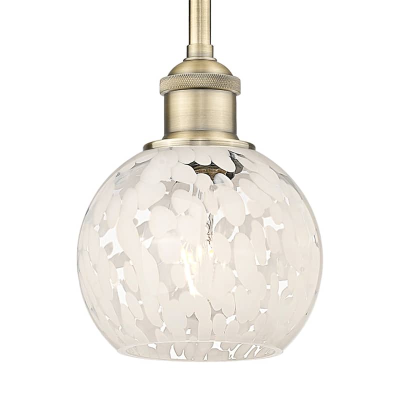 Innovations Lighting 616-1S 8 6 White Mouchette Pendant White - Antique Brass