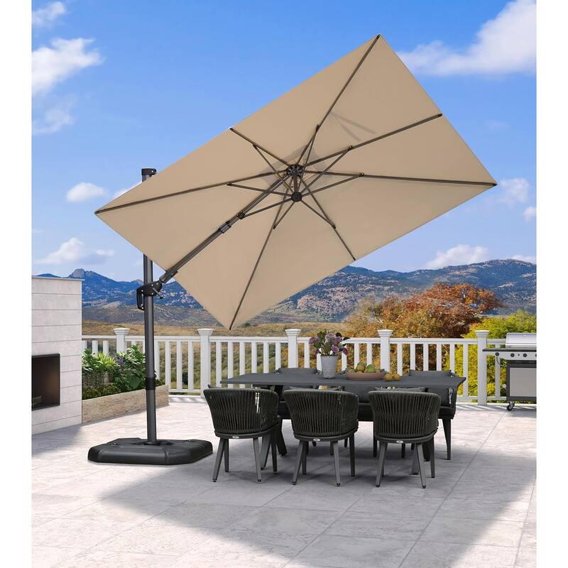 PURPLE LEAF 6 x 10 ft Left-right Tilting Patio Cantilever Umbrella with 360-degree Rotation