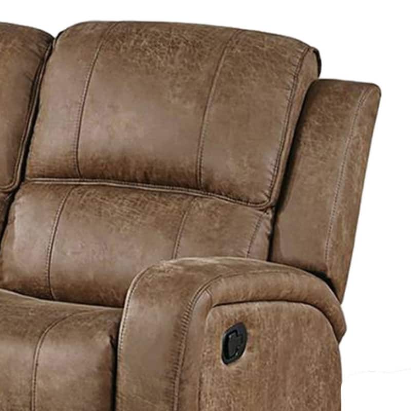 Charles Manual Recliner Loveseat, Chestnut Brown Faux Leather, 55 Inch