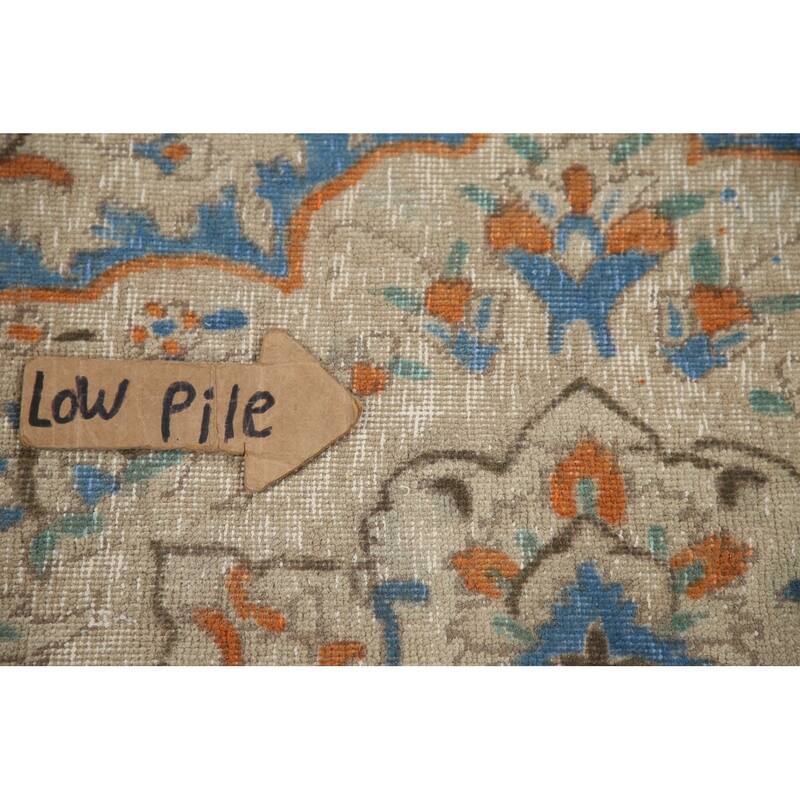 Hand Knotted Oriental 100% Wool Carpet Traditional Floral Beige & Ivories Tabriz Area Rug - 13' 1'' X 9' 9''