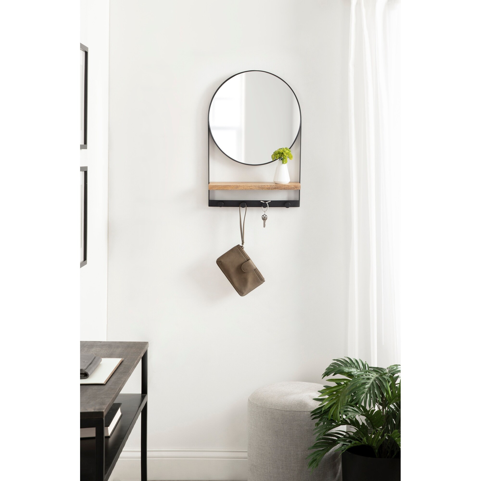 Kate and Laurel Chadwin Modern Arched Mirror with Marble Shelf, 20