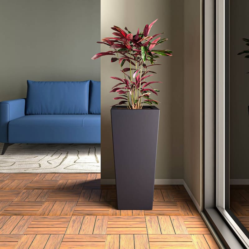Orna Handcrafted Mid-Century Modern Fiberstone MGO Planter with Drainage, Weather-Resistant Indoor Outdoor Decorative Plant Pot