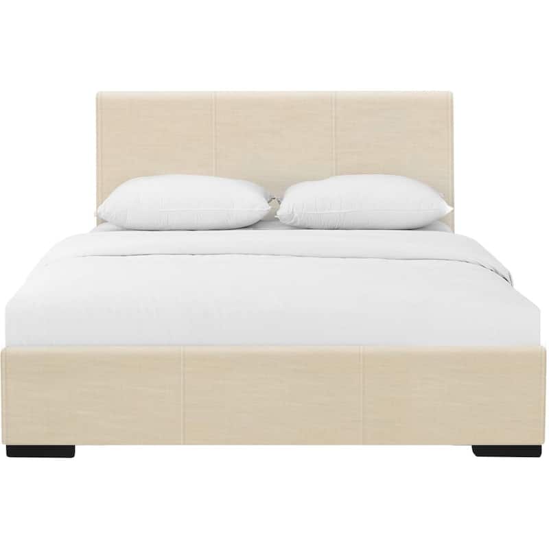 HomeRoots Beige Faux Leather Queen Bed Frame