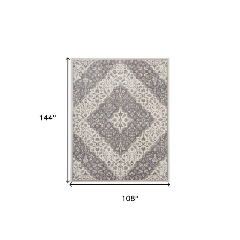 Power Loomed Floral Traditional Non Skid Low Pile Area Rug - 144' X '108' X '0.25