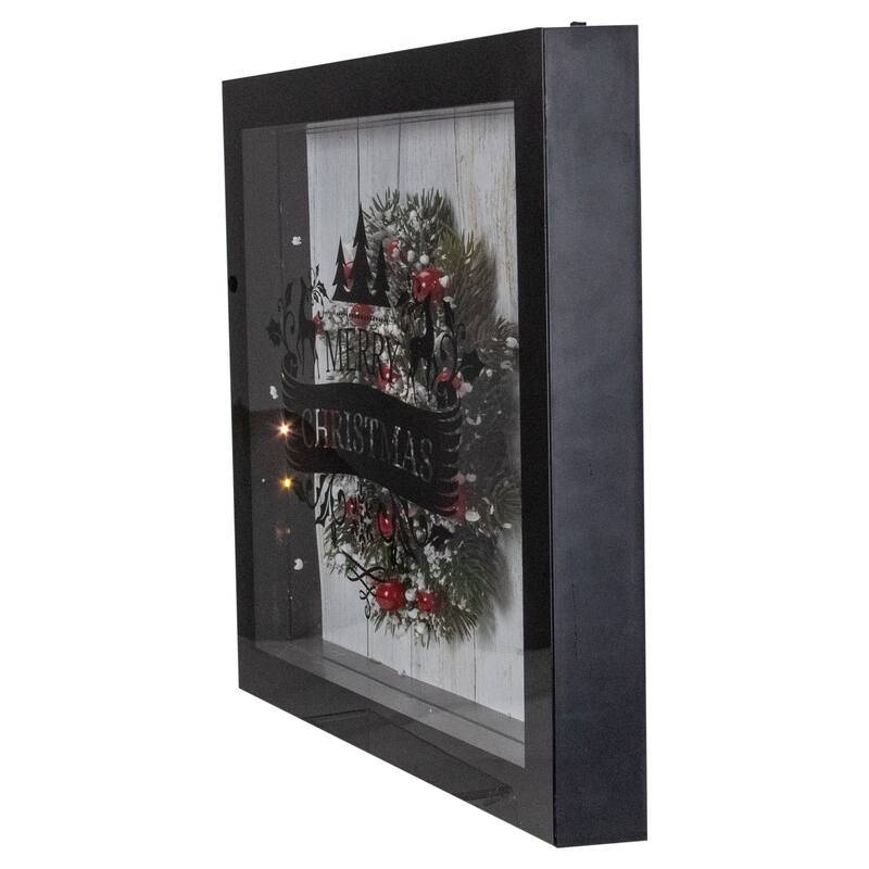 14" Black Framed 3D "Merry Christmas" LED Christmas Box Decor