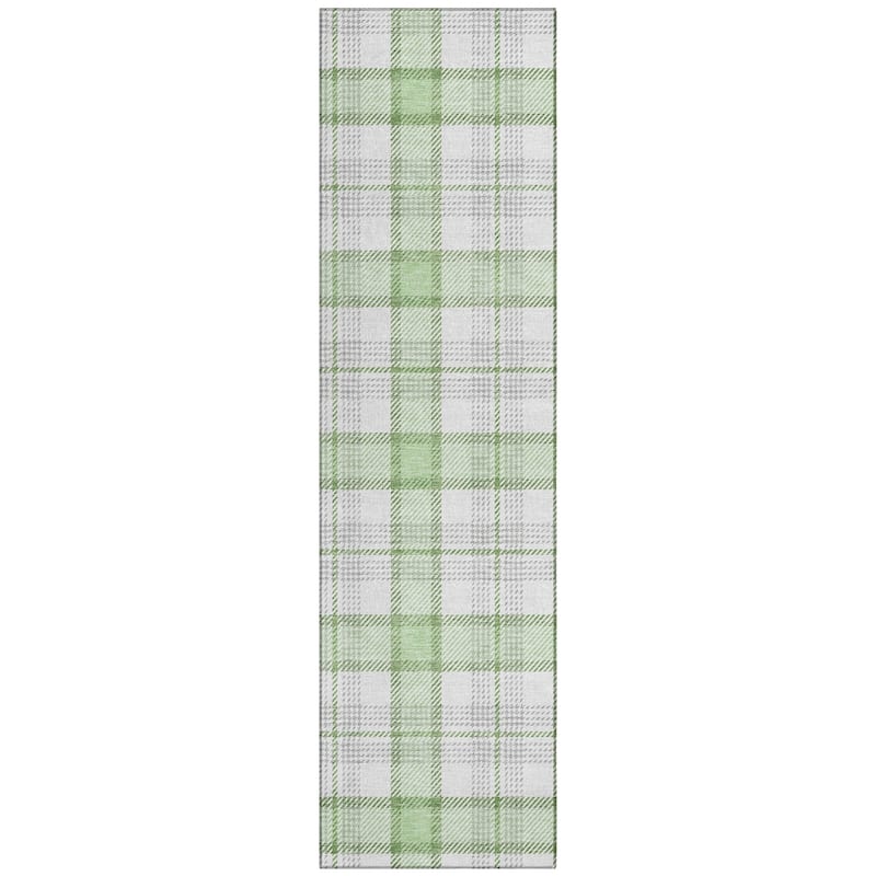 Machine Washable Indoor/ Outdoor Casual Plaid Chantille Rug