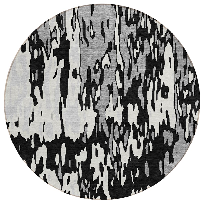 Machine Washable Indoor/ Outdoor Abstract Contemporary Chantille Rug