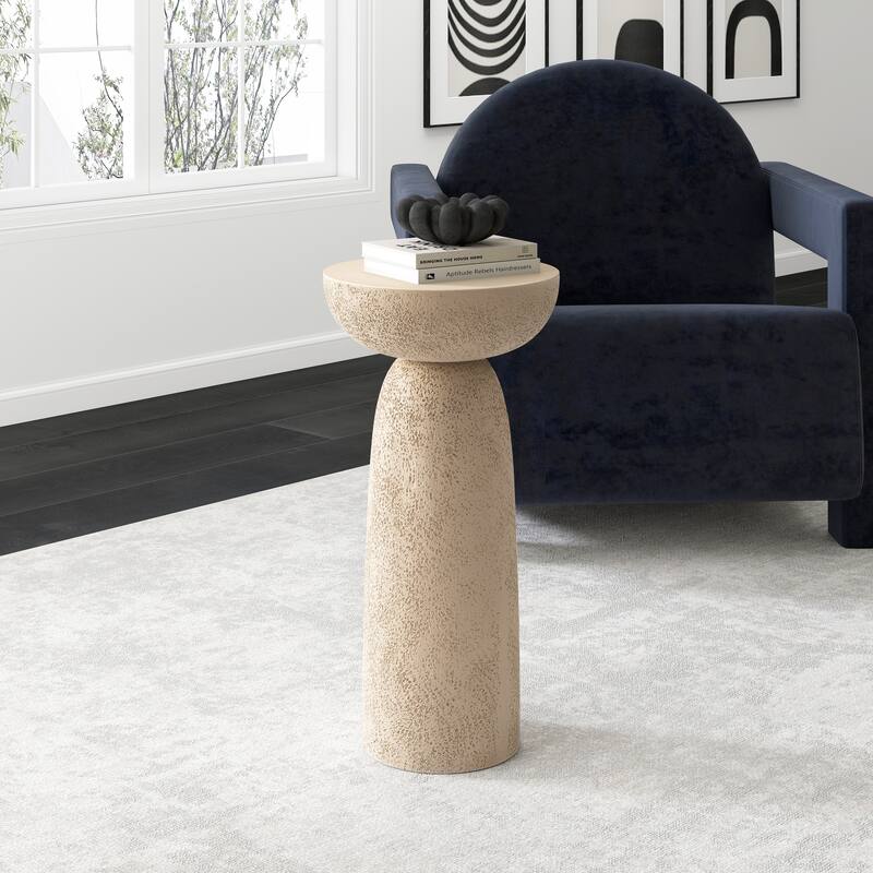 Travertine Stone Finish End Table Accent Side Table