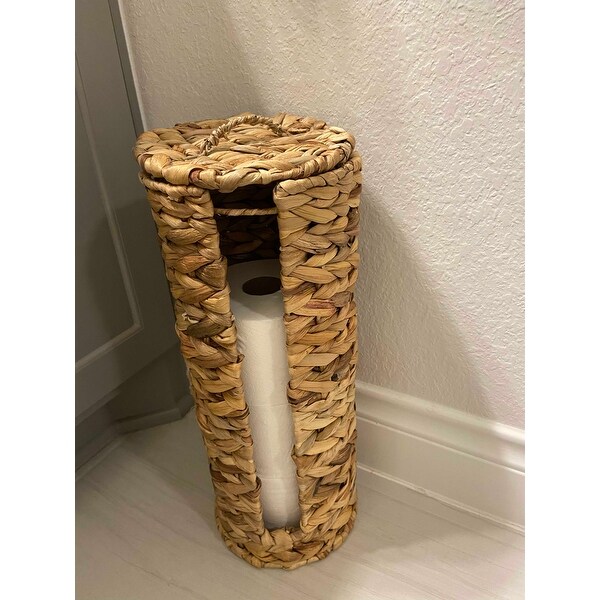 Top Product Reviews For Wicker Water Hyacinth Tall Toilet Tissue Paper Holder For 4 Wide Rolls 22822658 Overstock