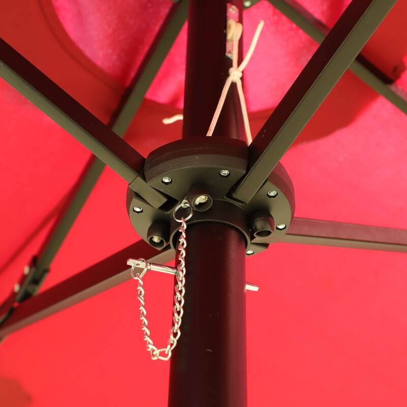 15x9ft Large Double-Sided Rectangular Outdoor Twin Patio Market Umbrella with light and base, red