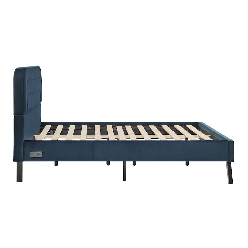 Studio Living Ashton Full Upholstered Bed in Velvet Fabric