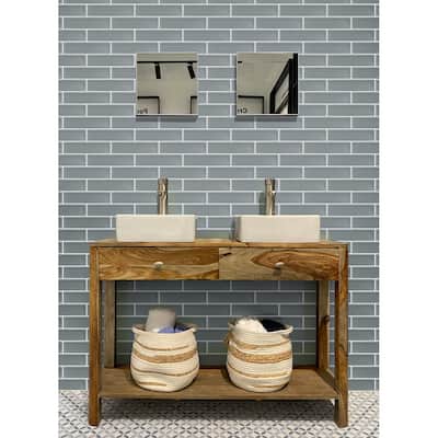 Apollo tile 3" x 12" Colorway Matte Stone Blue Glass Tile (5 sq ft/case) - 20 Pack