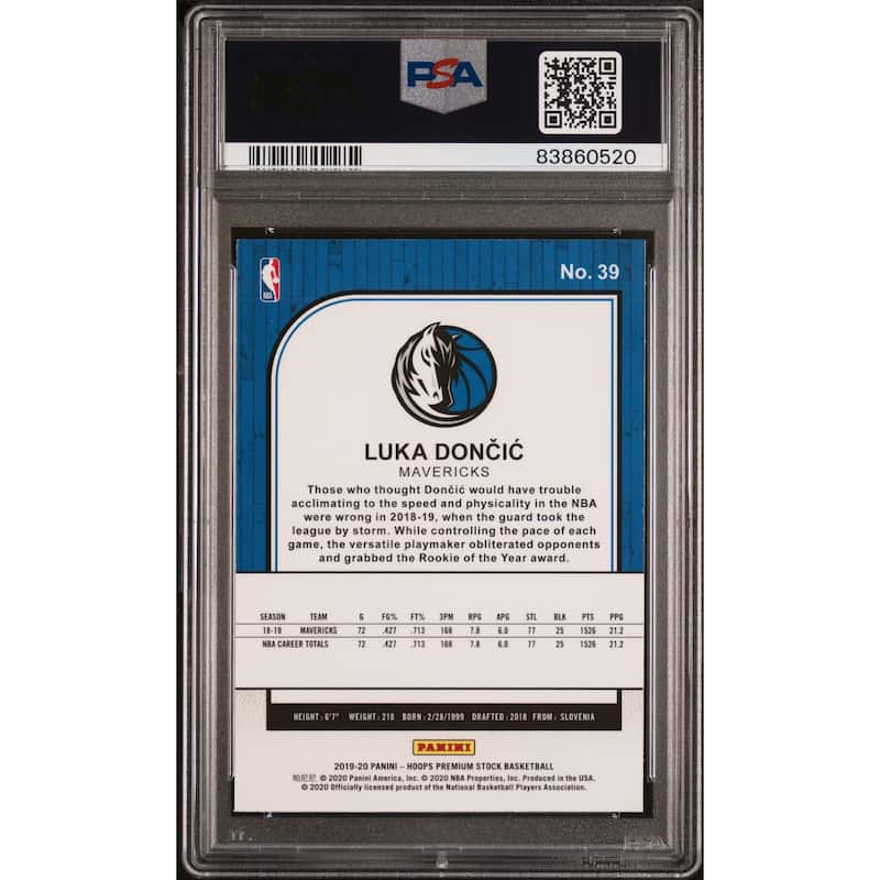 Luka Doncic 2019 Panini Hoops Premium Stock Basketball Card #39 Graded PSA 10 - 8'6" x 11'6"