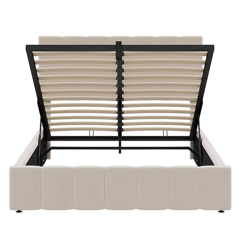 GDFStudio Upholstered Platform Bed with a Hydraulic Storage System