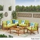 preview thumbnail 54 of 86, Christopher Knight Home - Outdoor Patio Conversation Set, Acacia Wood Frame, Cushions & Slatted Coffee Table
