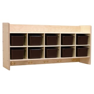 Contender 46.75"W Wall-Mount Kids Locker with 5 Hooks and 10 Brown Trays - 46.75
