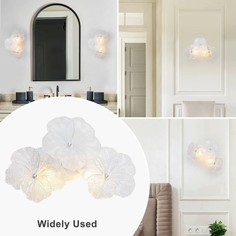 Modern Elegant Clear and Frosted Bubble Glass Flower Petal Wall Sconce