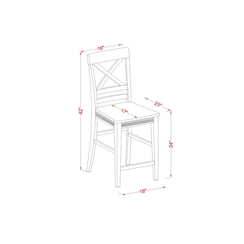 Counter Height Dining Set - Rustic Ranch Table & 6 Chairs - 60"x36" Rectangular Wood Dining Room Set