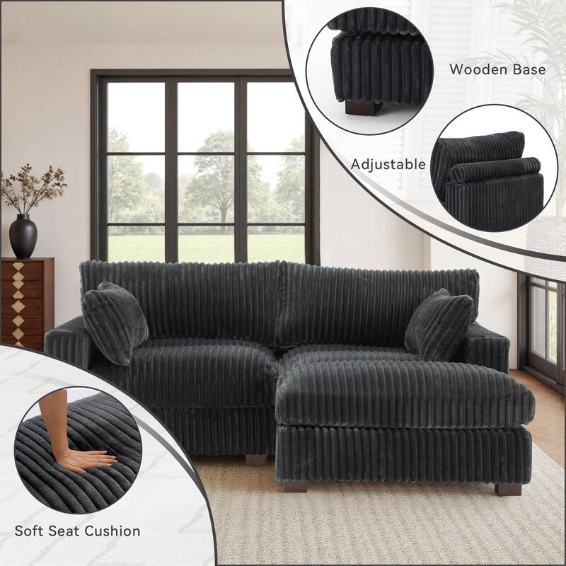 80"W Plush Modular Sectional Sofa with Pillows for Living Room