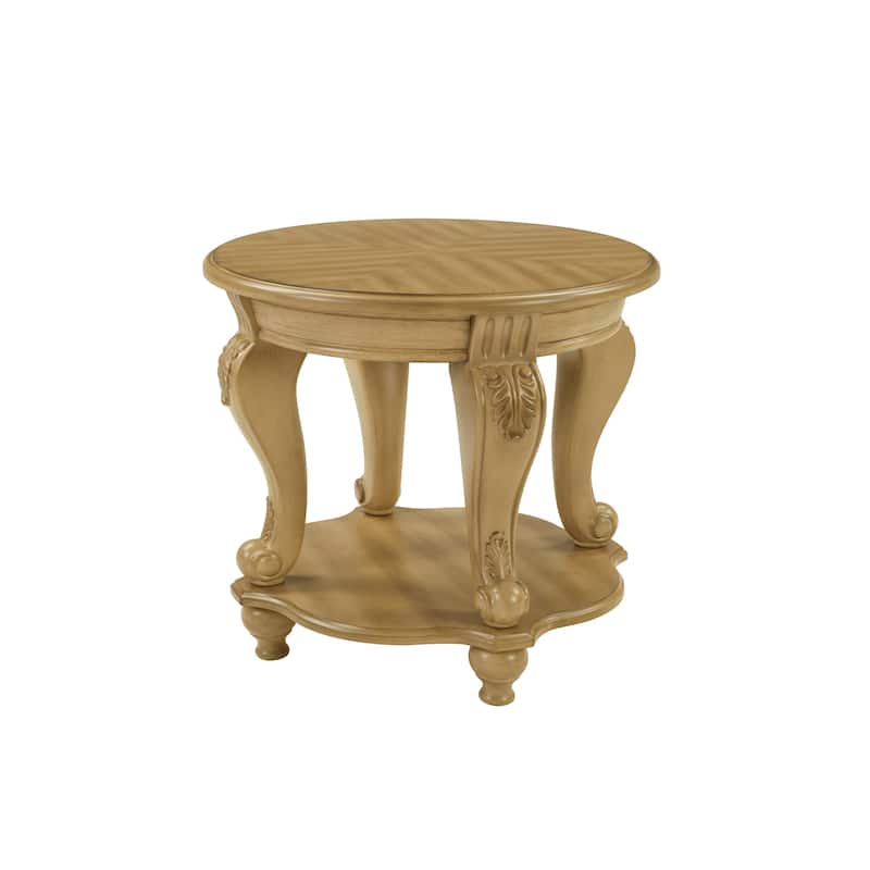 22 Inch Round End Table with Shelf