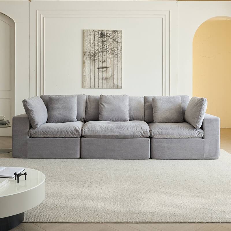 Modular Sectional Sofa, Compressed Sectional Sofa Modern Minimalist Style Final Couch, Sleeper Sofa for Living Room - Light Gray