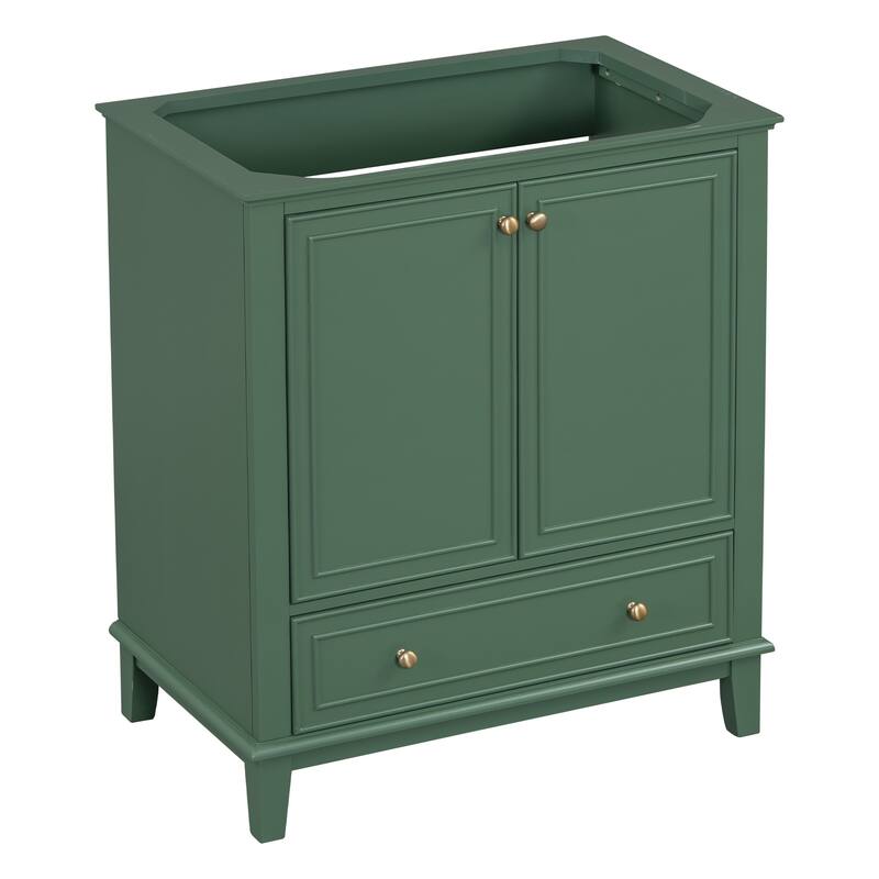 Solid Wood Bathroom Vanity Base with Functional Cabinet and Center Sink Compatibility - 29.5in L