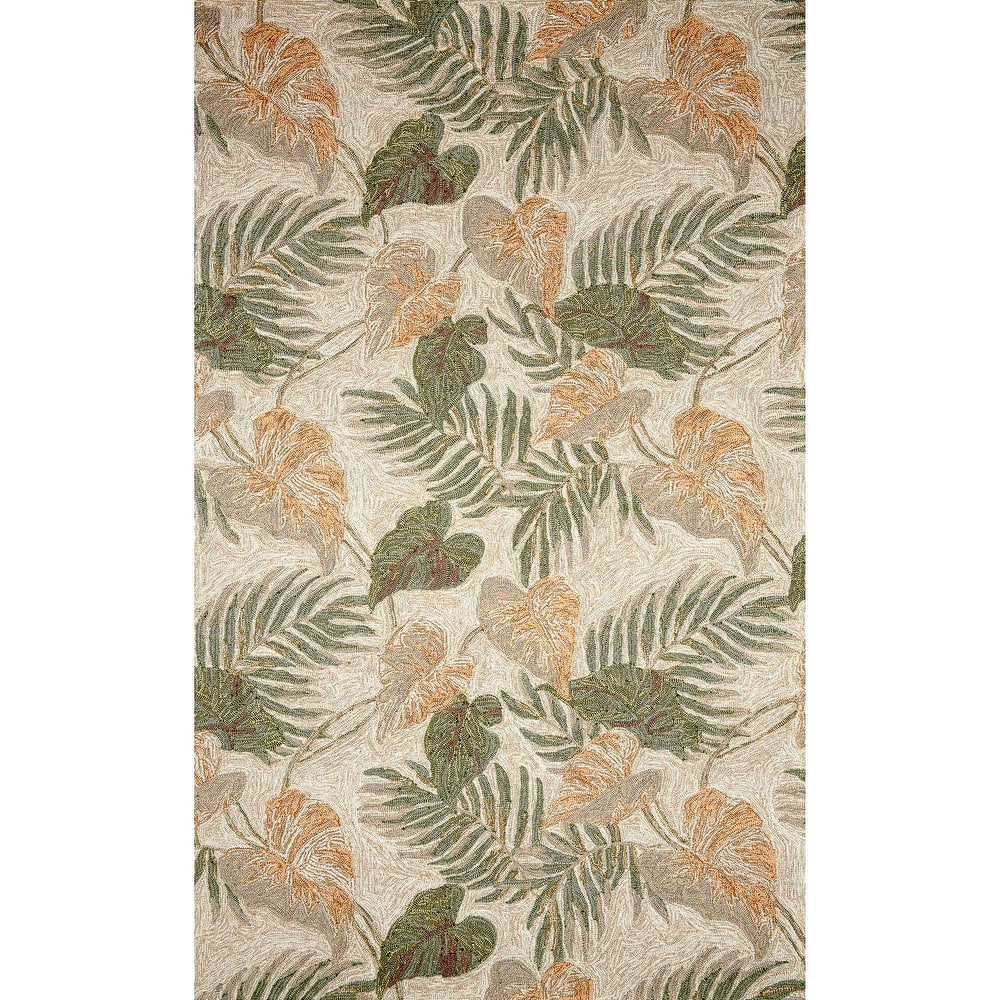 Liora Manne Ravella Tropical Leaf Indoor/Outdoor Rug Neutral