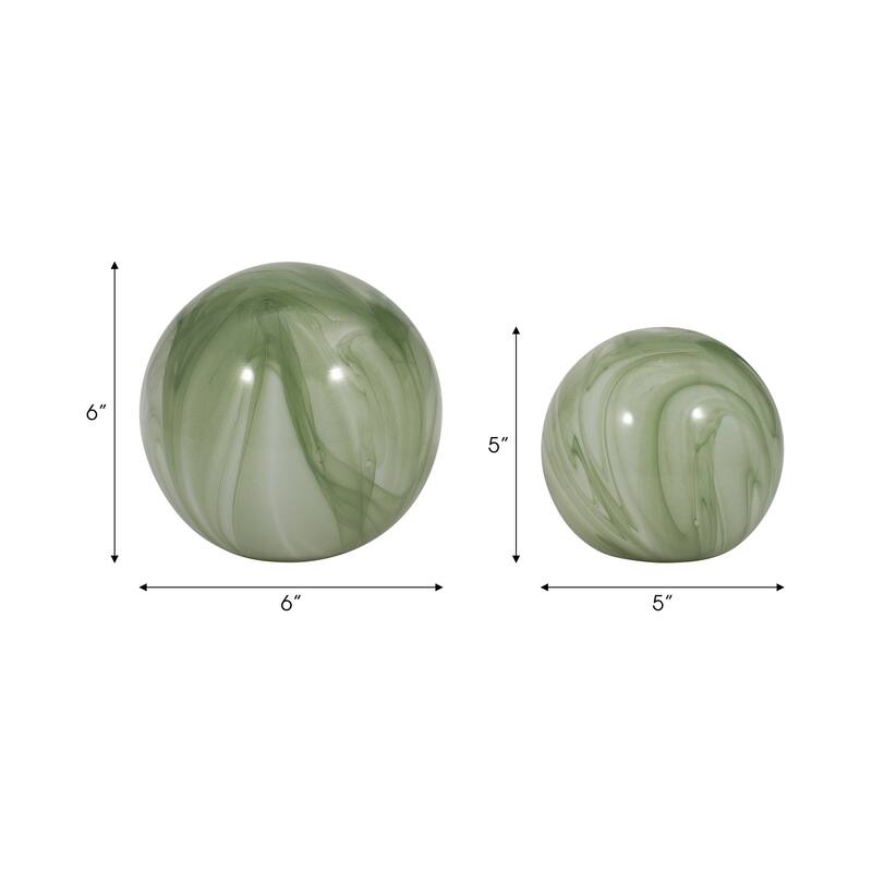 Sagebrook Home 5/6" Glass Orbs - A Timeless Addition to Home Decor Essentials, Set of 2 - 6" x 6" x 6"