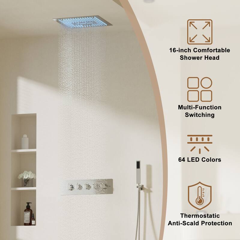 4 Functions Shower System with Multi-Function Remote Control 64 Color Lights