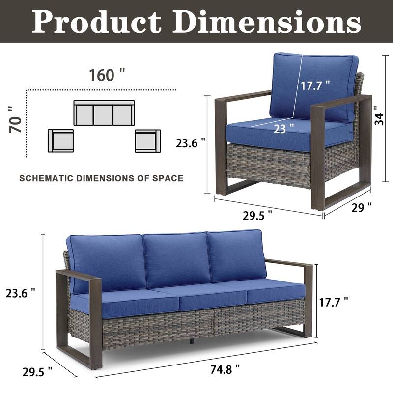 Gymojoy Outdoor Wicker Patio Furniture Sofa Set
